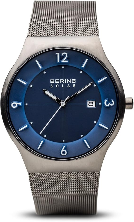 BERING Reloj Analógico para Hombre de Energía Solar con Correa en Acero Inoxidable