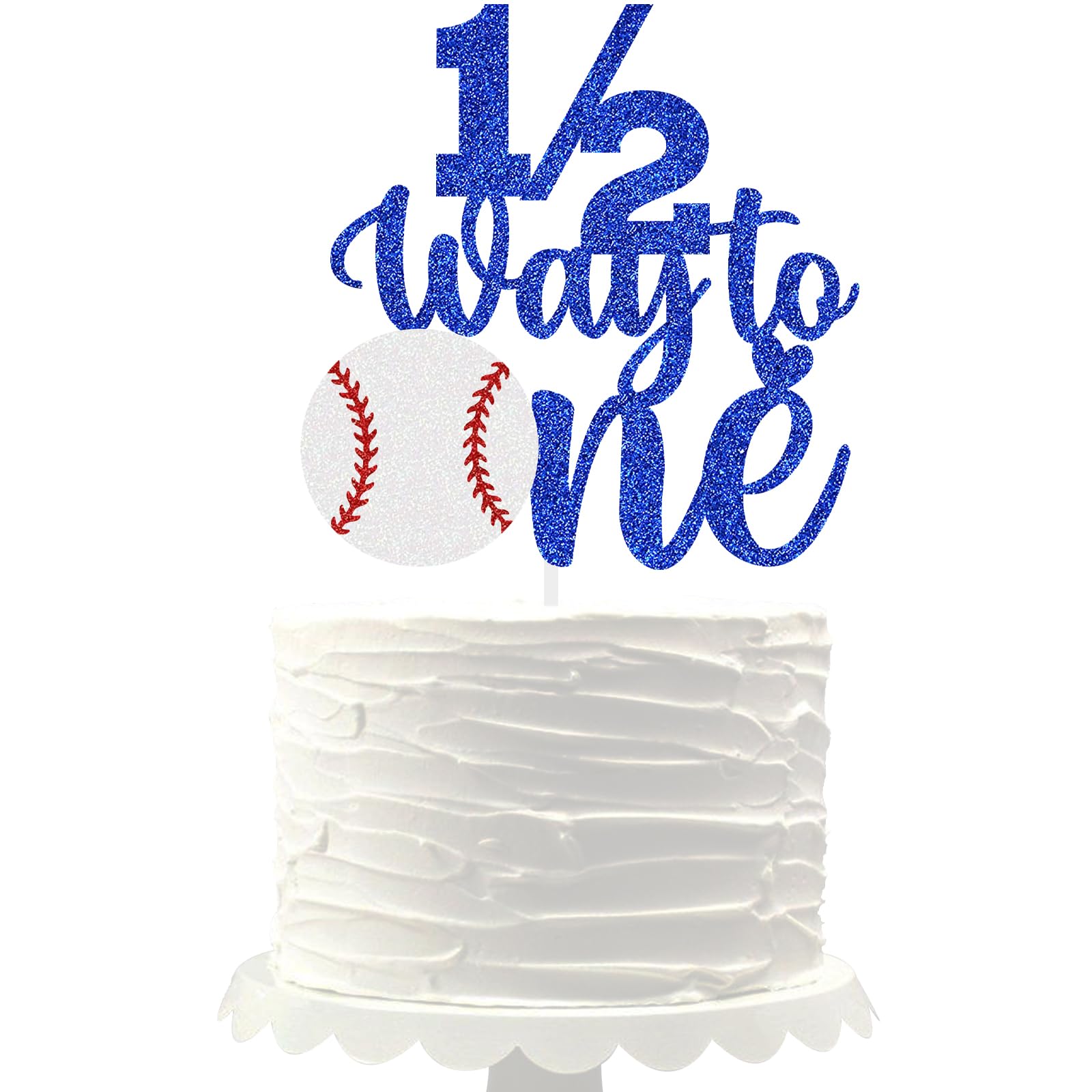 Photo 1 of Baseball 1/2 Way to One Cake Topper half birthday decoration baby boys girls 6 month birthday party supplies