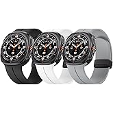 ANCOOL for Samsung Galaxy Watch Ultra Bands 47mm, Soft Silicone Sport Magnetic Band for Samsung Galaxy Ultra Watch Band for Men Women, Black+White+Cloudy gray
