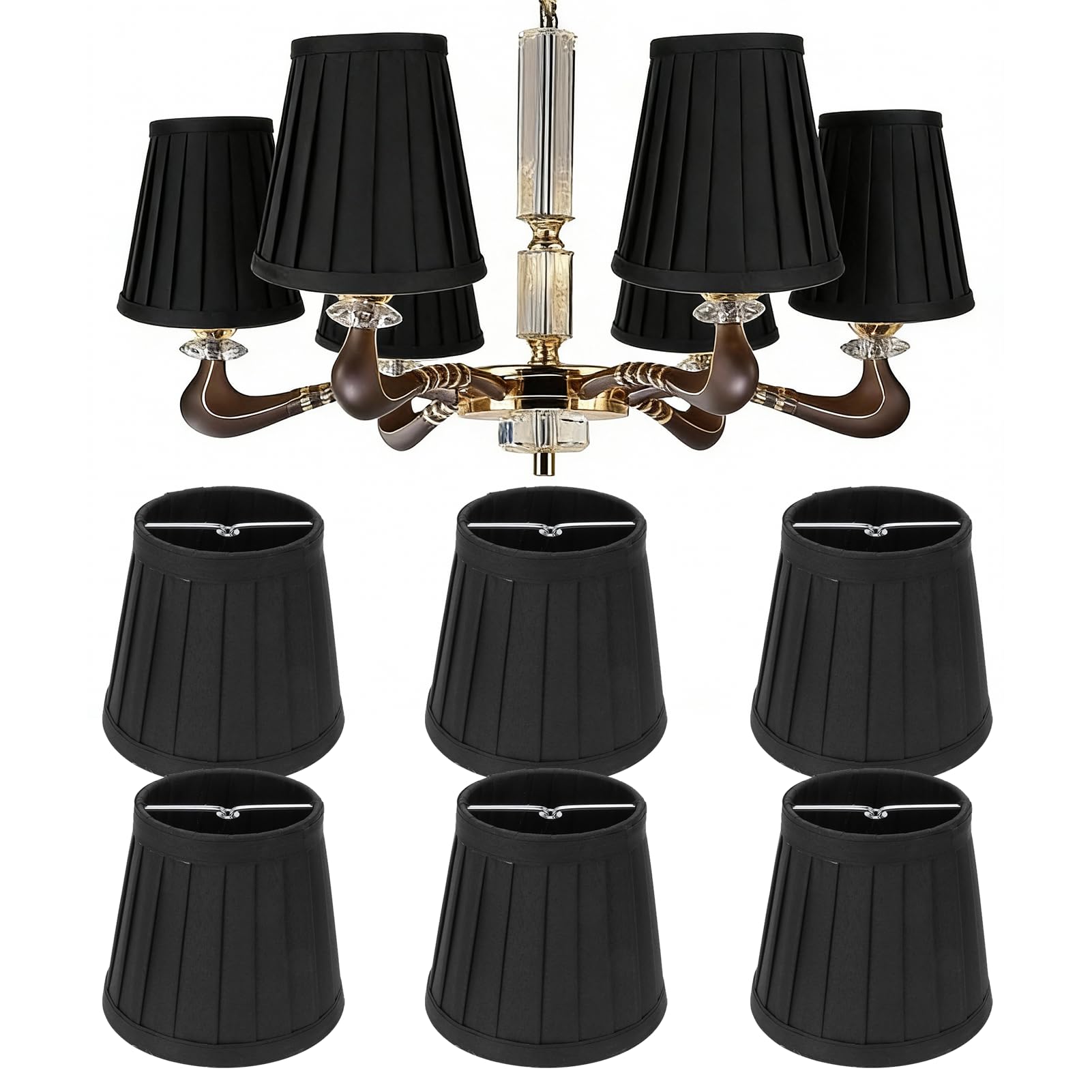 6pcs Small Lampshade E14 Cloth Lamp Cover Modern Chandelier Barrel Fabric Lamp Shades Nordic Simple Inner Film Lampshade for Wall Bedside Decor