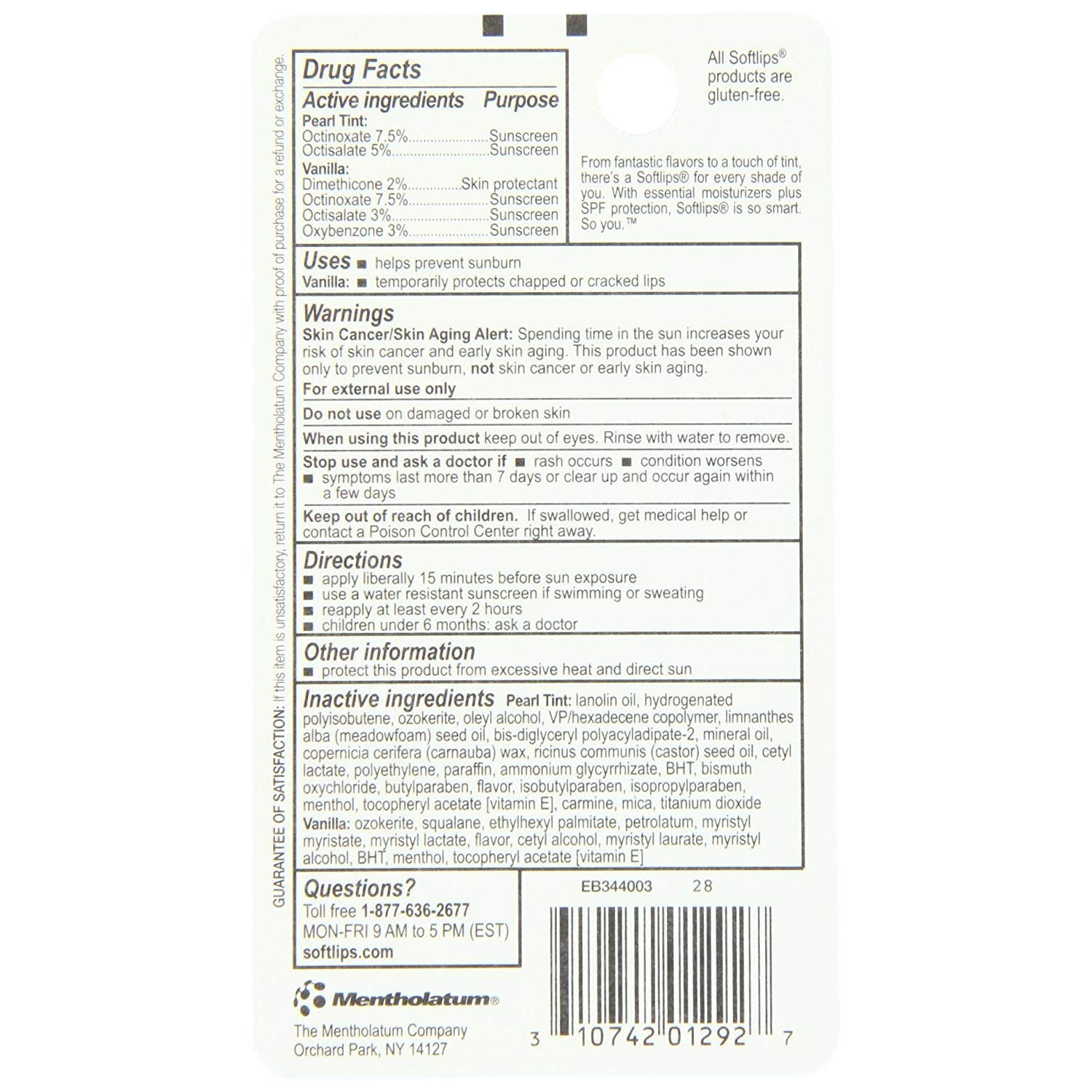 SoftLips Pearl SPF 15 w/Bonus Vanilla SPF 20