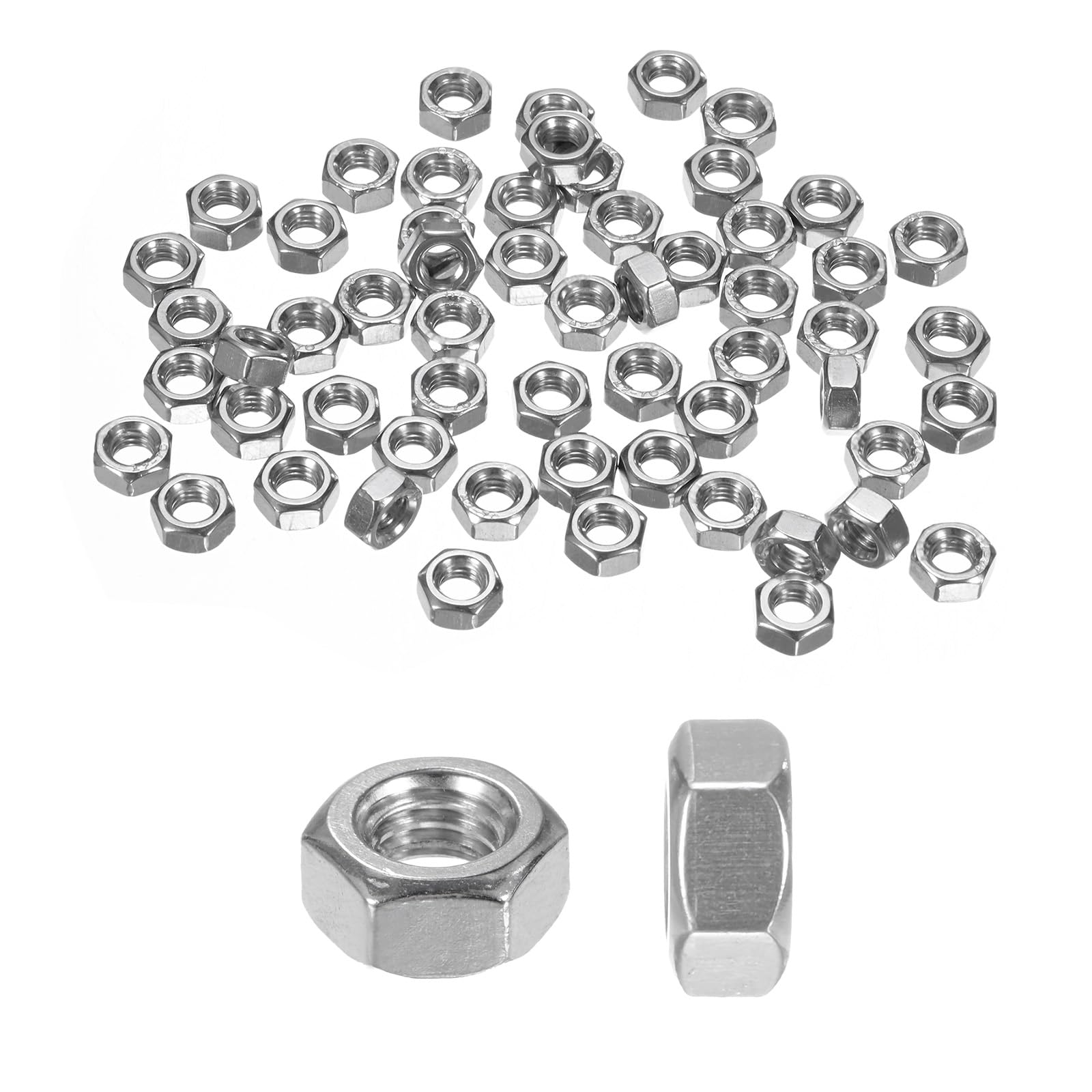 M METERXITY 100-Pack Metric Hex Nuts M6 x 1mm Thread Stainless Steel Hexagon Nut Hex Nut Metric Nuts for Machinery/Automotive/Repair/Industrial