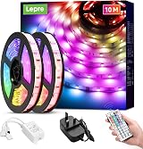Lepro 10M RGB LED Strip Lights with Remote 2x5M 300 LEDs Dimmable