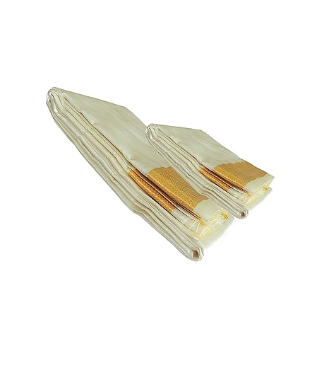 Men's Pure Silk Dhoti with Angavastiram (Shalya); Off-White | Free Size