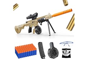 AUSTRAES Toy Gun with Soft Bullets Shell Ejecting, Manual Foam Blasters Guns with 60 Bullets, Toy Gun Birthday Gift, Yellow