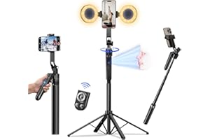 DMYWB Auto Face Tracking Selfie Stick Tripod for iPhone with Light 70.9" Phone Camera Tripod Stand 360 Rotation Follows Your Movement with Remote for Content Creator Vlog Live Stream Video Record