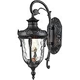 SAMTEEN Black Outdoor Wall Light Fixtures Modern Farmhouse 1-Light Outdoor Wall Sconce with Hammered Glass Wall Lantern Light