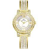 Avaner Women's Gold Silver Watches: Ladies Iced Out Slim Strap Stainless Steel Bling Rhinestones Analog Quartz Bracelet Elegant Wrist Watch