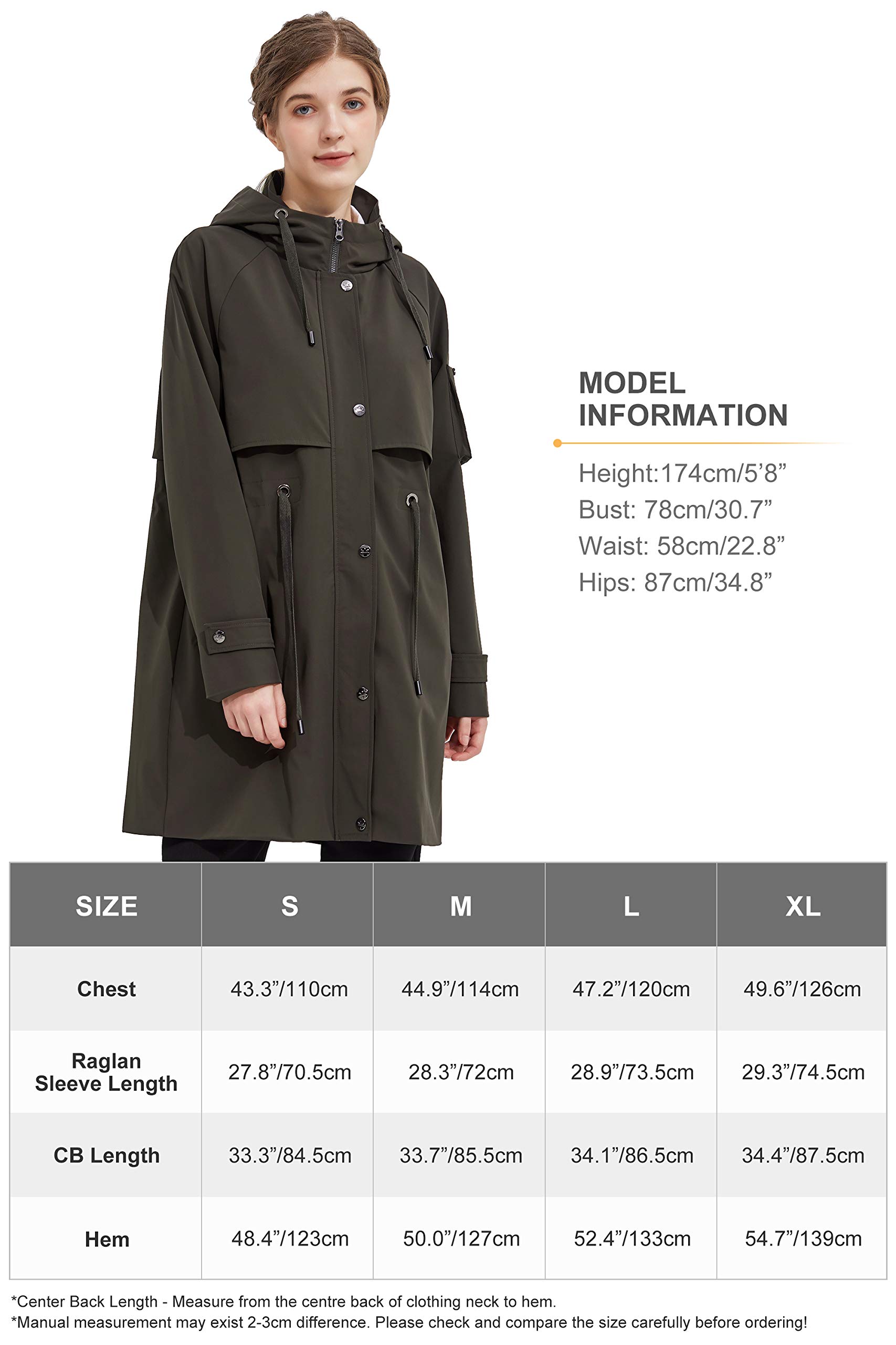 Orolay Women's Long Windbreaker Hooded Light Jacket Active Outdoor Anoraks