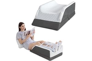 GOHOME Double Leg Support Elevation Pillow with Dual Handles, Support Orthopedic Leg Pillow with Memory Foam, Bed Wedge Pillows for After Surgery, Ankle, Knee Injury, Foot Rest, Swelling