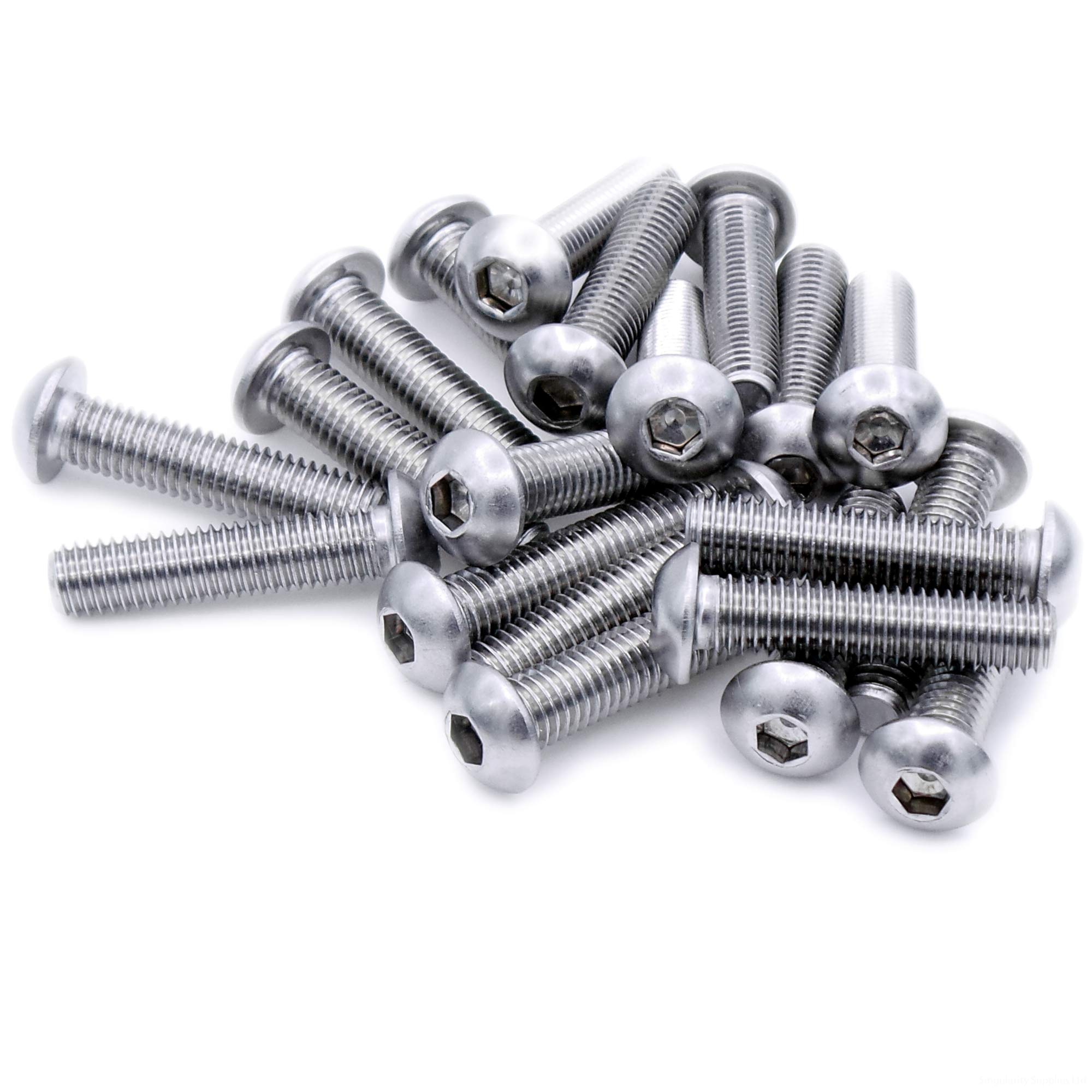 M4 (4mm x 18mm) Hex Socket Button Machine Screw (Bolt) - Stainless Steel (A2) (Pack of 20)