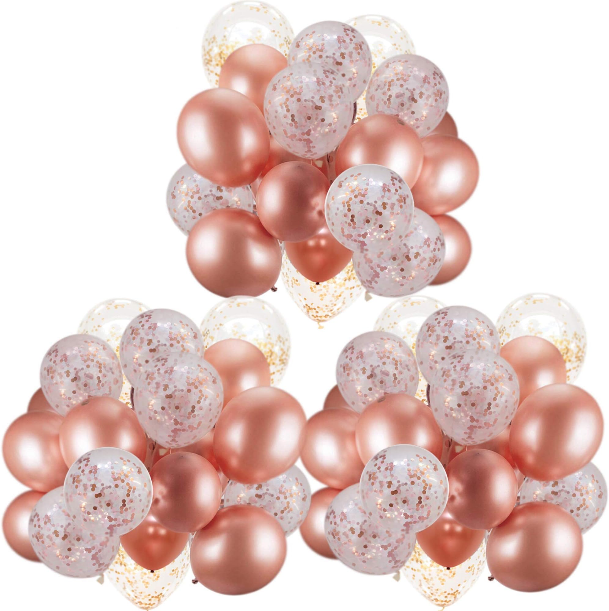120 Rose Gold Balloons | Bonus Pump | + Confetti Balloons w/Ribbon | Rosegold Balloons for Parties | Bridal & Baby Shower Balloon Decorations | Latex Party Balloons | Graduation, Engagement, Wedding