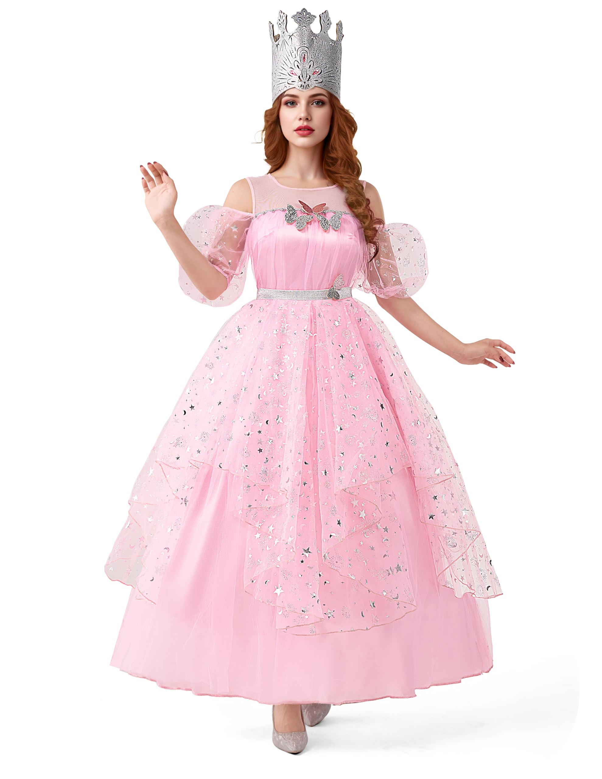 Photo 1 of *only crown and belt* Spooktacular Creations Halloween Good Witch Costume Dress Women, Pink Fairy Witch Ball Gown Princess Evening Dress With Tiara for Dancing Themed Parties(Large)