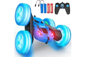 HAMDOL Remote Control Car for Boys 6-12 Year Old Double Sided 360°Rotating 4WD Rechargeable RC Cars Race Stunt Toy Car for Kids Birthday-Blue