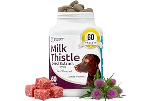 K9 Select Milk Thistle for Dogs, 100mg - 60 Beef Flavored Tablets - Canine Liver Health Natural Milk Thistle Supplement - Liv