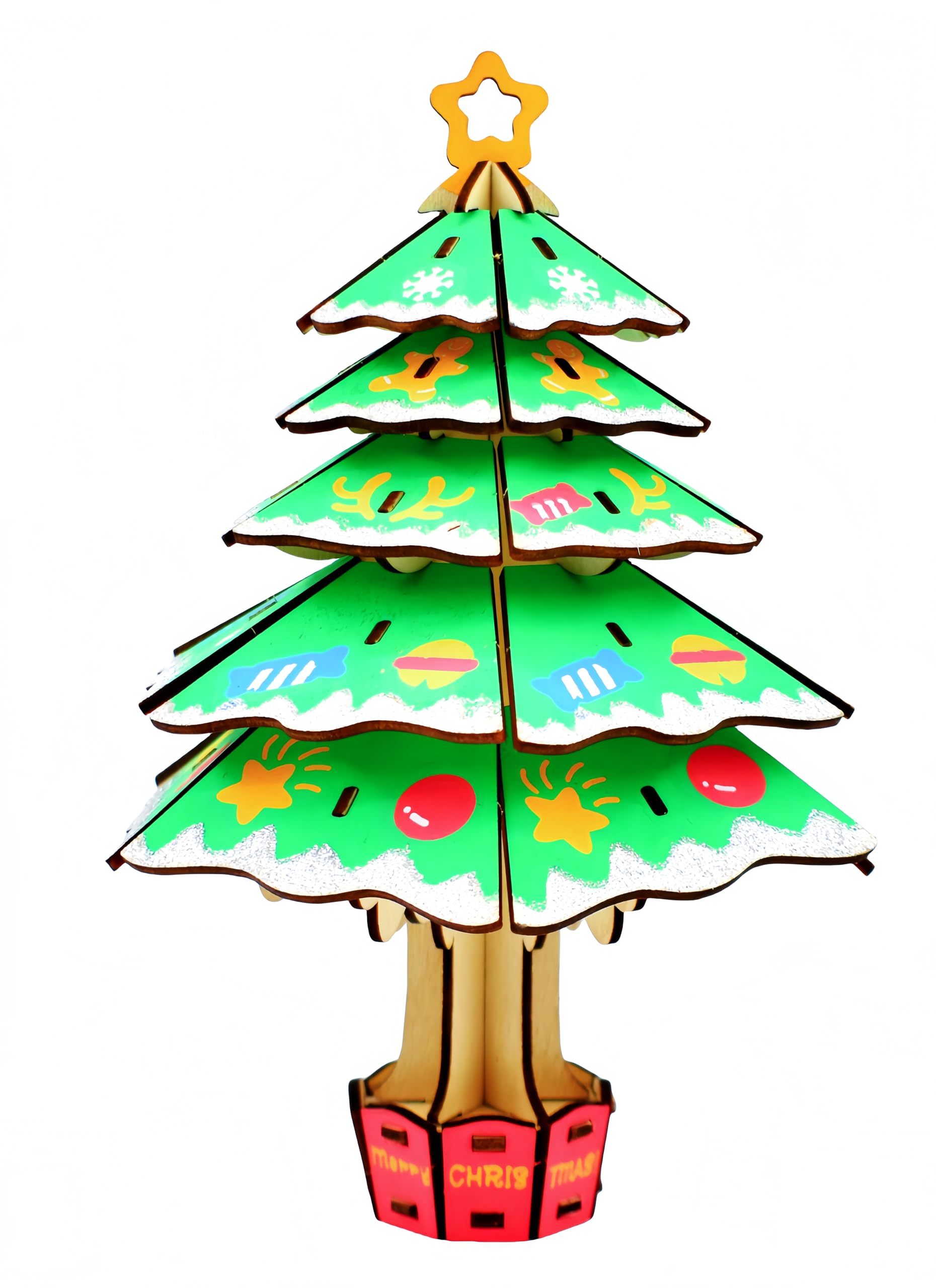 Photo 1 of (2 pcs)Christmas Tree 3D Wooden Puzzle for Adults, Jigsaw Puzzles Christmas Stocking Stuffers Toys Xmas Party Favors Gifts