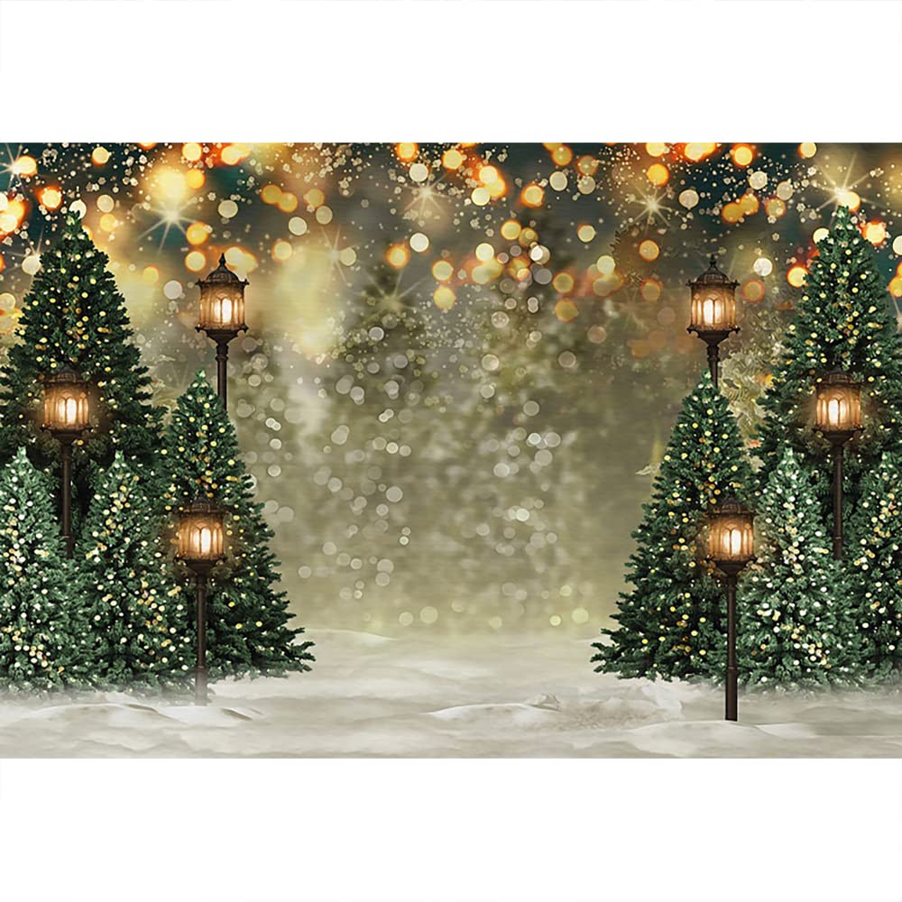 Aoihrraan 3x2m Christmas Tree Backdrop Winter Snowflake Green Glitter Spots Snow Scene Photography Background Baby Shower Happy New Year Holiday Party Banner Portrait Photo Studio Props