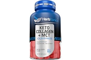 Herbtonics Keto Gummies with MCT + Collagen | Sugar Free | Anti Aging, Hair Growth, Skin Care & Strong Nails Protein Collagen | On-The-Go Keto Gummy