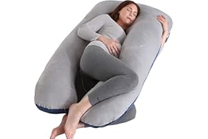 Amagoing 55 inches Pregnancy Pillows for Sleeping, U Shaped Maternity Full Body Pillow for Pregnant Women with Hip, Leg, Back, Belly Support, Washable Velour Cover Included