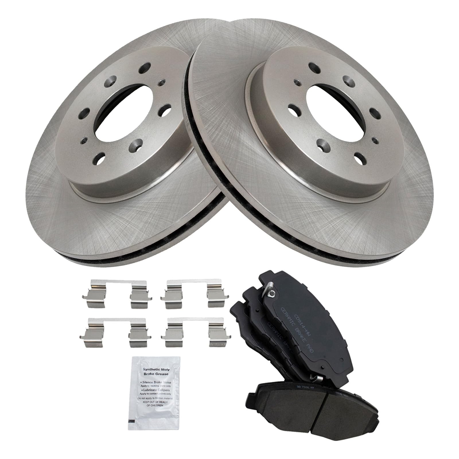 TRQ Front Brake Pad and Rotor Set Ceramic Compatible with 2013-2014 Honda Fit Image