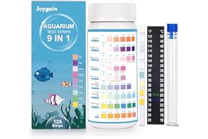 JOYGAIN 9 in 1 Aquarium Water Test Kit - Easy & Accurate Aquarium Test Strips, 125 Strips Fish Tank Water Testing Kit Monitor pH, Nitrite, Nitrate and More - Ideal for Freshwater and Saltwater Aquariums
