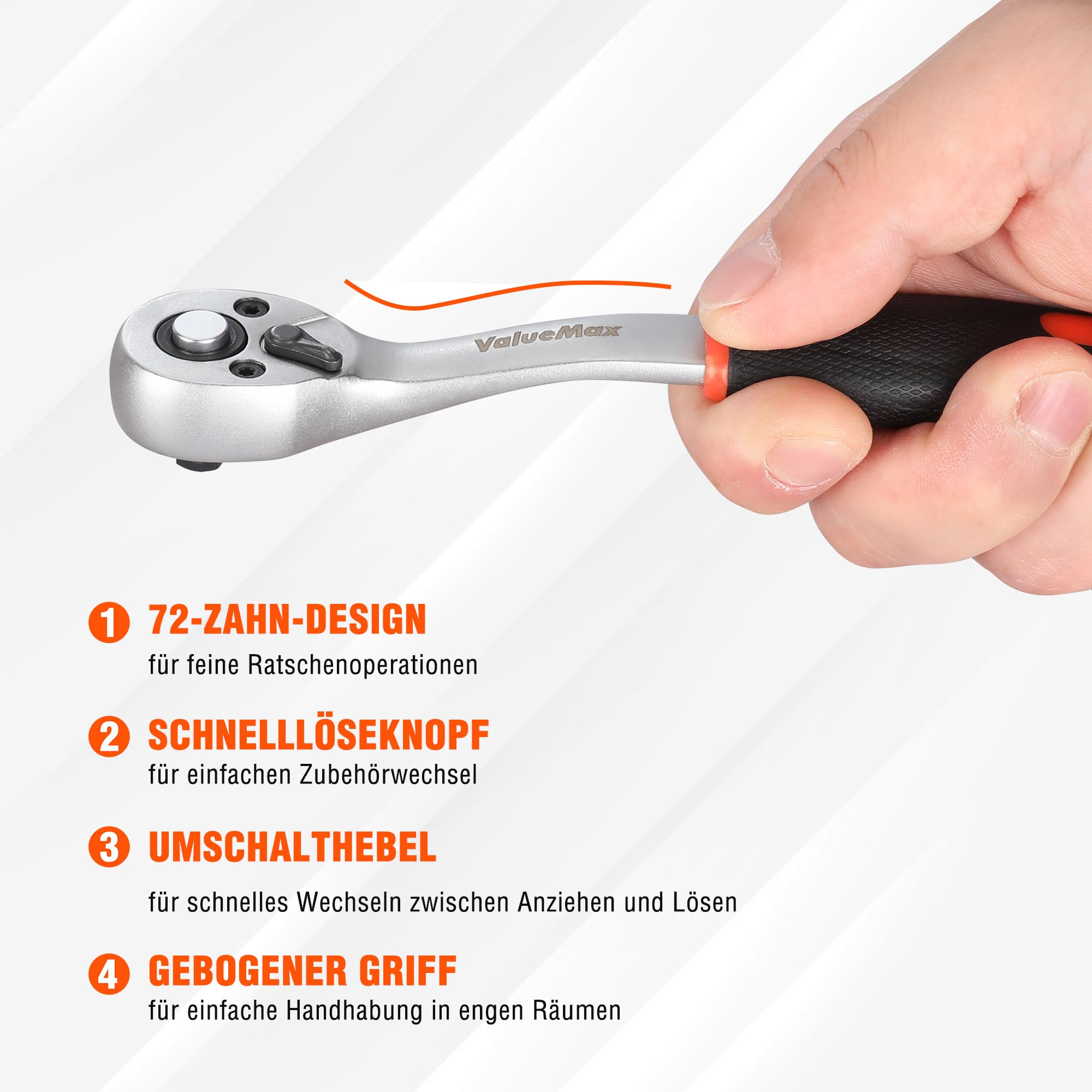 ValueMax Steckschlüsselsatz 46tlg. Cr-V Stahl Steckschlüssel mit 1/4" Umschaltknarre, Steckschlüssel, Bitsatz, Steckschlüsseleinsätze, Werkzeugkoffer 2