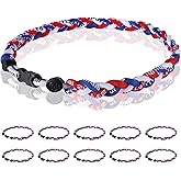 Midtatus 12 Pack Baseball Necklace 18inch, Team Gift for Baseball Funs, Three Braided Titanium Tornado Rope Design, with Muti - Color for Pick