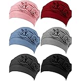 JenPen 6 Pcs Chemo Headwear for Women Stretchy Soft Turbans for Cancer Solid Beanie Flower Chemo Caps for Hair Loss
