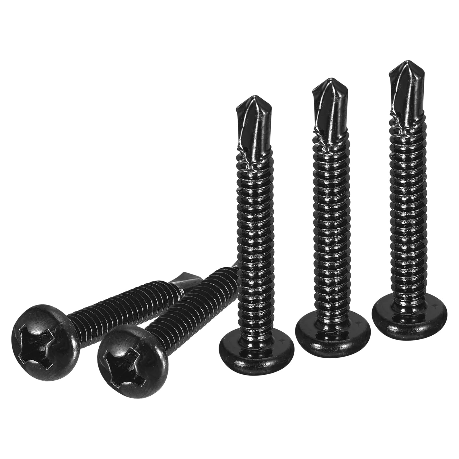 DTGN #12x1-1/2" Pan Head Self Drilling Screws - 50Pack - Black Oxide 410 Stainless Steel Phillips Drive Self Tapping Sheet Metal Screws — image 1