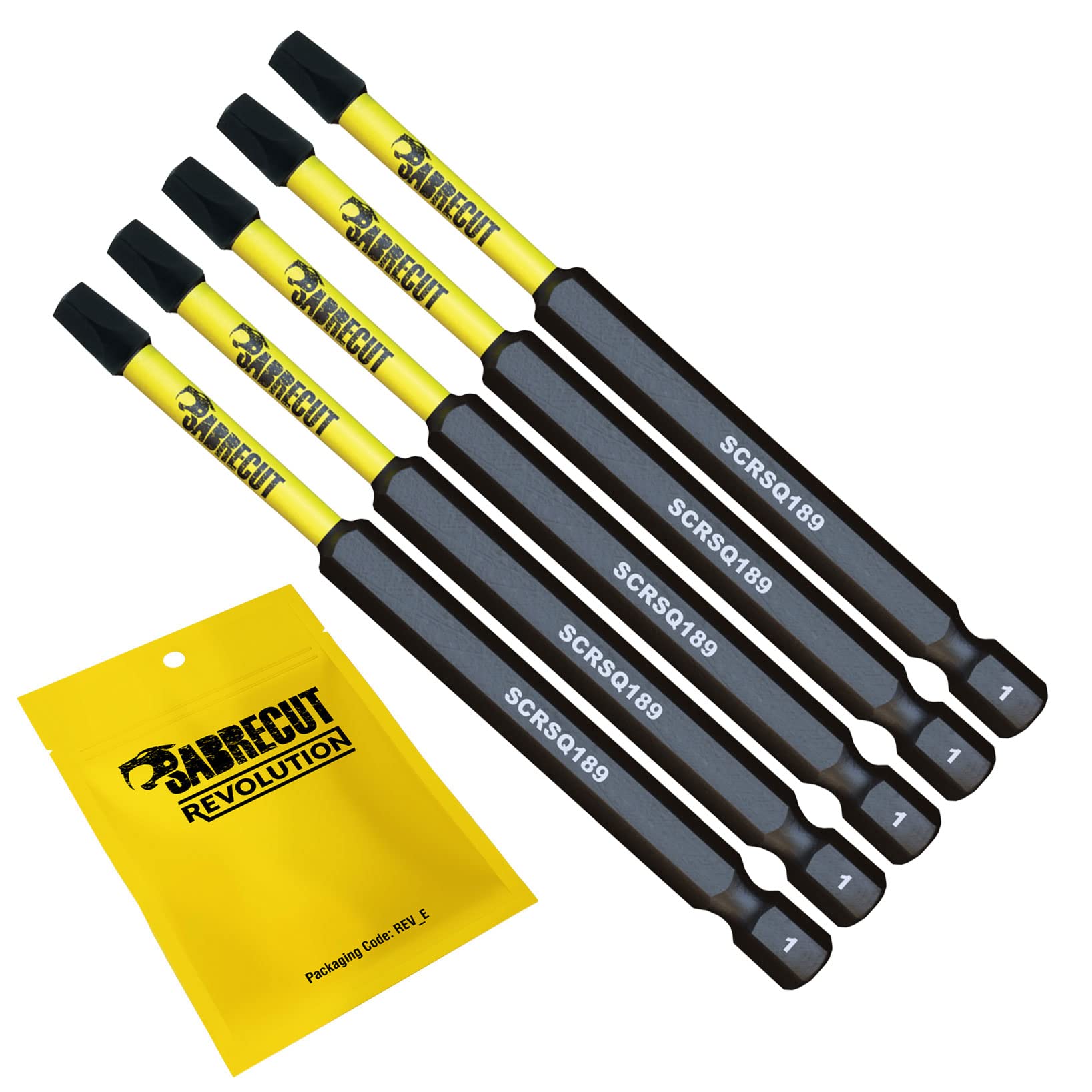 5 x SabreCut SCRSQ189_5 89mm SQ1 Square Magnetic Impact Screwdriver Driver Bits Set Single Ended Heavy Duty