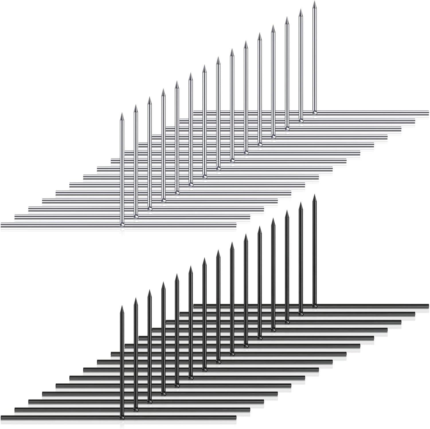 Decorative Garden Stakes - Halloween Tombstone Metal Stakes for Foam Tombstone Graveyard T Shaped Stakes for Halloween Outdoor Graveyard Tombstone Decorations(Silver, Black,30 Pieces)