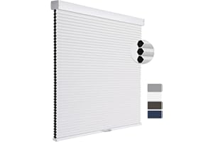 Boolegon Cordless Cellular Shades Blackout Honeycomb Shades for Windows Pull Down Honeycomb Blinds Custom Size for Bedroom Office White,34.5" W x 78" H