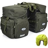 ZTZ 50L Panniers Bike Bags, Waterproof Bike Panniers Made of High-Density 600D Polyester for Durable Use, Bike Saddle Bag come with Reflective Trim and Rain Cover, Easy Organize in 7 inch Rack