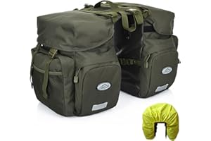 ZTZ 50L Panniers Bike Bags, Waterproof Bike Panniers Made of High-Density 600D Polyester for Durable Use, Bike Saddle Bag come with Reflective Trim and Rain Cover, Easy Organize in 7 inch Rack