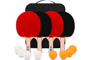 XGEAR Ping Pong Paddle Set, Complete Table Tennis Set, Table Tennis Racket Set, 4 Paddles, 8 Balls, Portable Storage Case, Optimize Spin and Control, for Indoor Outdoor Play