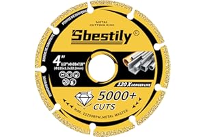 Sbestily 1Pack Diamond Cut Off Wheel 4 1/2 Inch Carbide Cutting Wheels 4-1/2" x 1/20" x 7/8" for Metal, Rebar, Steel, Cast Iron, INOX, Angle Grinder Cutting Discs