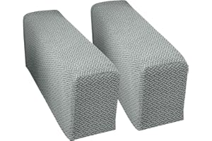 Stlemiko Couch Sofa Arm Chair Covers Set of 2 Polyester Stretch Arm Rest Covers for Sofa Recliner Chair Arm Covers Protectors with Twist Pins (Gray,M)