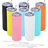 Dongni Skinny Tumbler with Lid 20 oz Stainless Steel Vacuum Insulated Double Wall Travel Coffee Water Tumblers Cup (Mix 8pack)