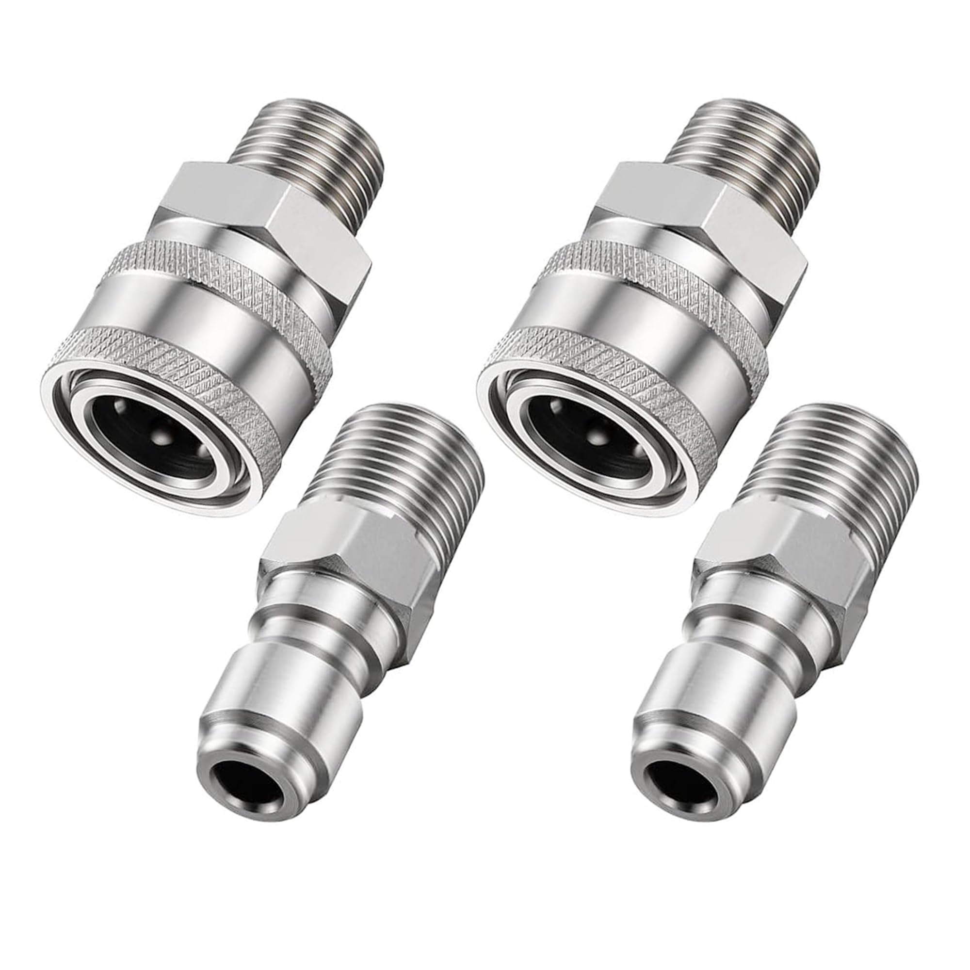 Photo 1 of **INCOMPLETE** FENG PAI 3Pack NPT 3/8 Inch Pressure Washer Adapter Set, Sets Stainless Steel External Male and Female Quick Connector Kit, Pressure Washer External Female and Male Thread Fitting