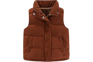 Happy Cherry Girls Corduroy Down Vest Kids Winter Warm Quilted Jacket Toddlers Sleeveless Coat Outerwear 1-8 Years
