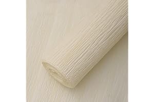 VKEDA Crepe Paper Roll (17Inch x 8.2Ft/2Rolls), Heavy Papel Crepe Set Multi-Color, Crepe Paper for Birthday Wedding Party Decoration DIY Craft (White cream1)