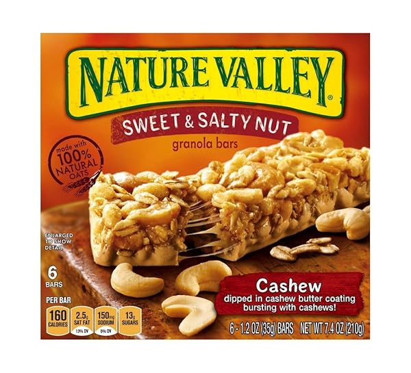 NATURE VALLEY SWEET & SALTY NUT CASHEW GRANOLA BARS 7.4 OZ (PACK OF 12)