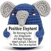 MXJSFXF Mini Funny Crochet Elephant Gift – Cute Handmade Inspirational Present for Men,Women,Teens,Friends,Coworkers – Funny Desk Decor for Birthday, Graduation, Office