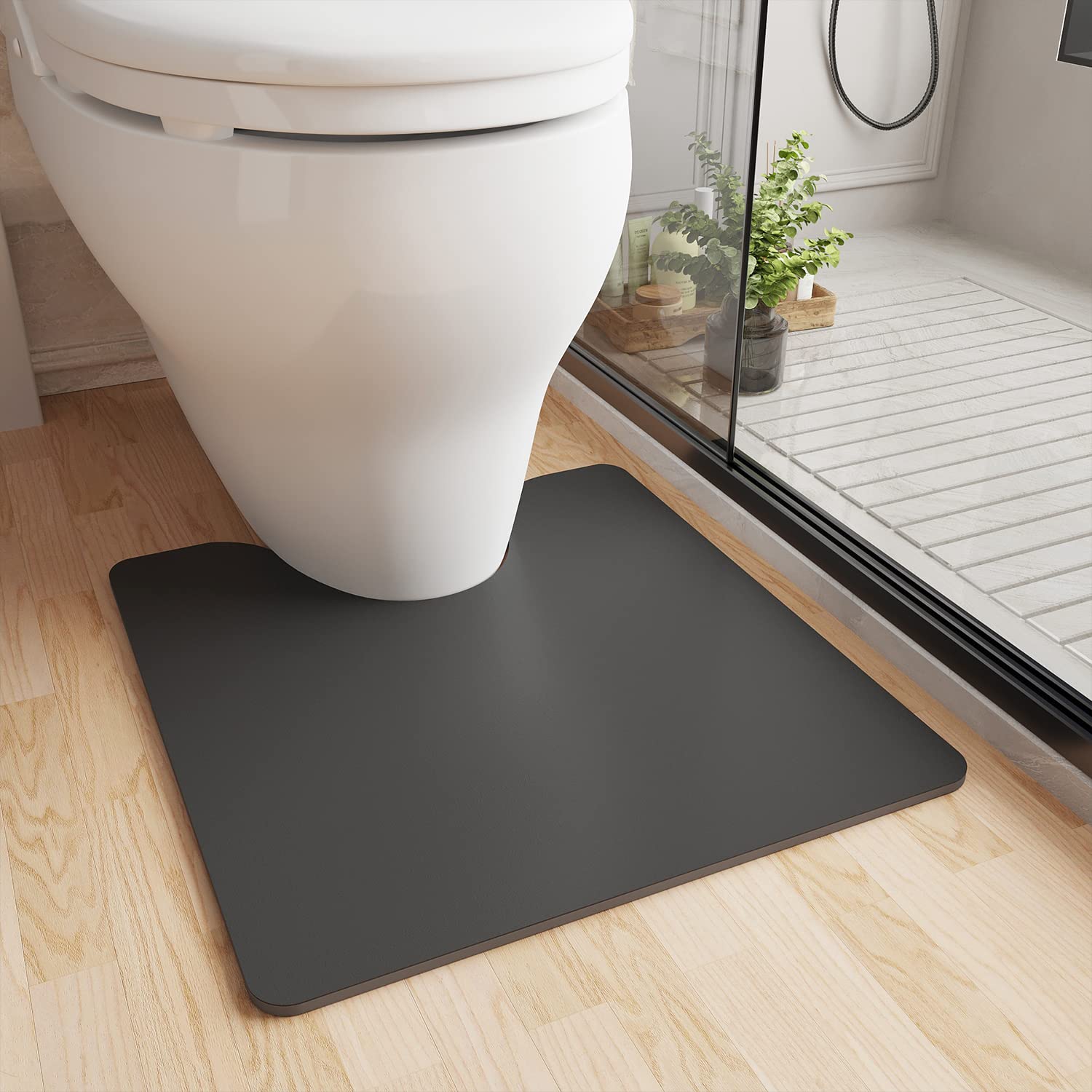 Photo 1 of COCOER Bath Mat-Absorbent Stain Resistant Rug-Dark Grey, 20x24 U-Shape, Non Slip Quick Dry Bathroom Bath Rug