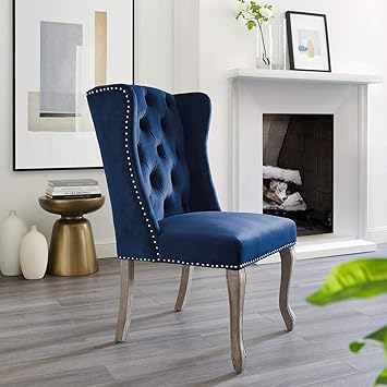 Modway Eei 3367 Nav Apprise French Vintage Dining Performance Velvet Side Chair Navy Chairs