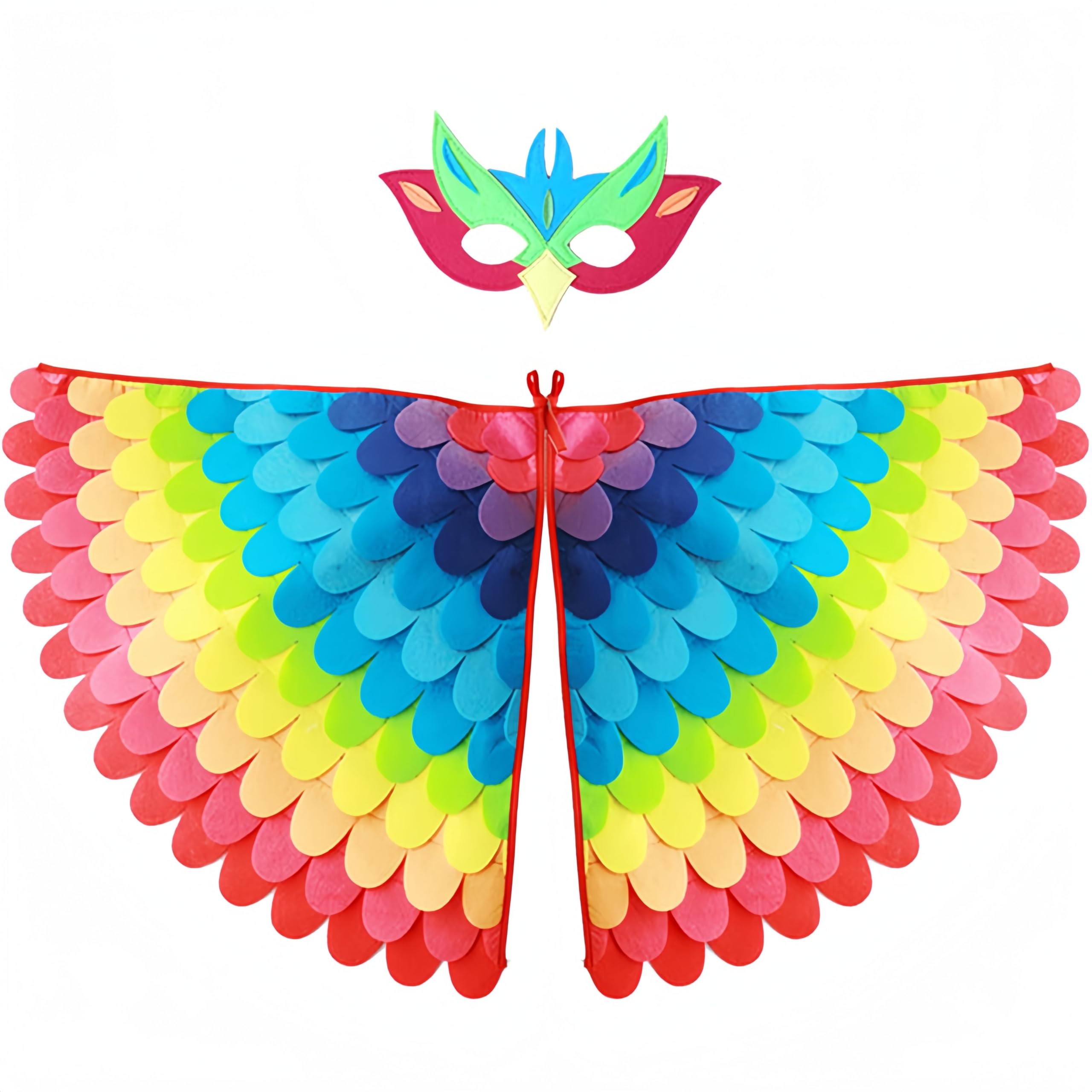 Proumhang Kids Bird Wings Costume For Age 3~8 Years,Bird Owl And Peacock Masque Owl Dress Up,Boys Girls Felt Eye Masque And Wings Set,Halloween Colorful Fancy Dress,Style 12 — image 1