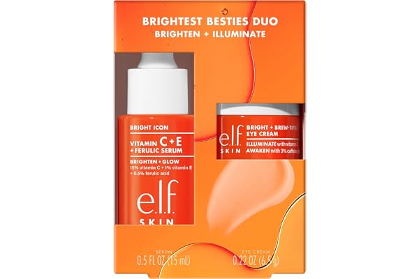 e.l.f. SKIN Brightest Besties Duo, Travel-Sized Skincare Set, Brightening Face Serum & Vitamin C Eye Cream, Boosts Radiance,