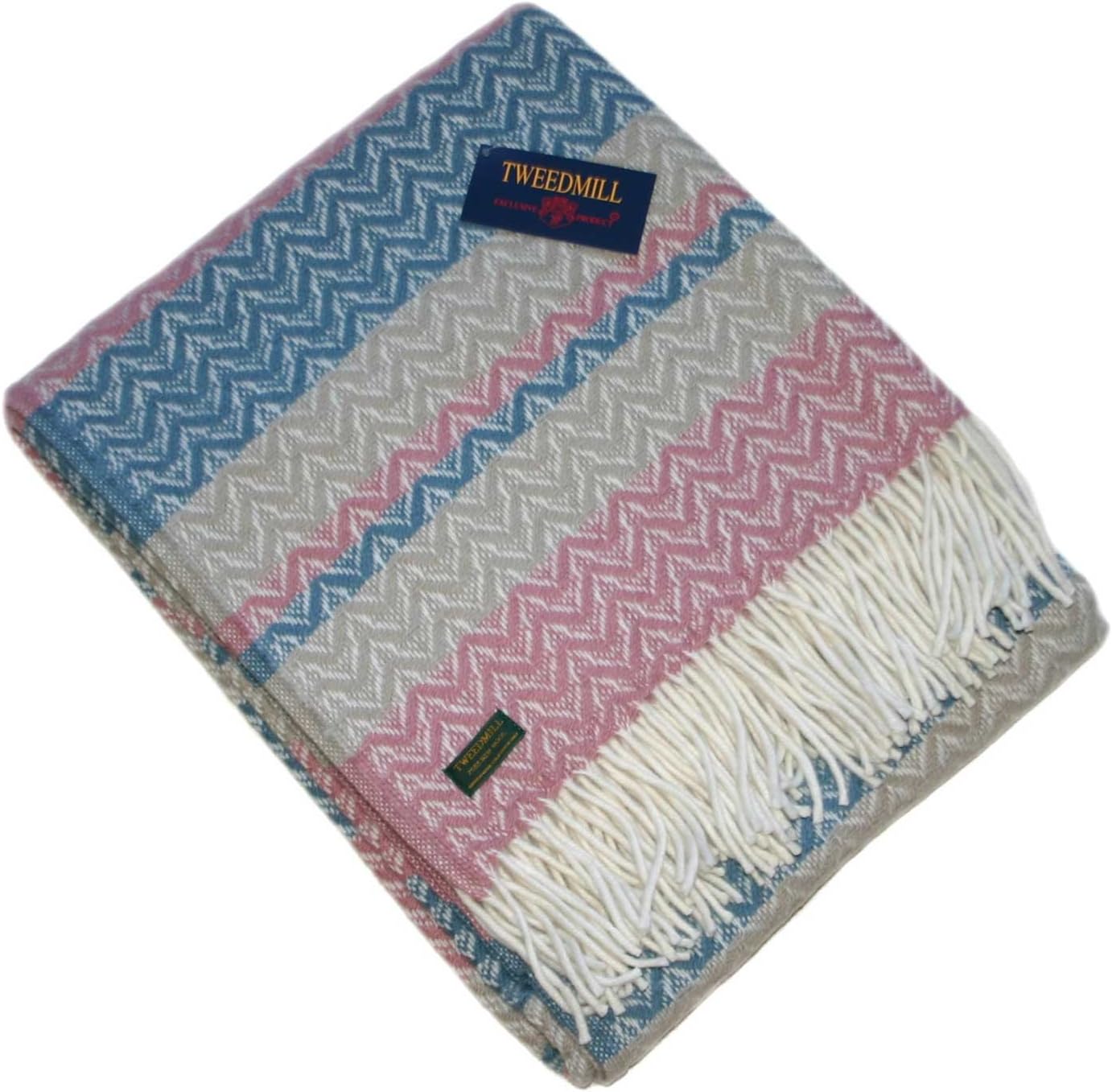 Ripple Dusty Pink & Oatmeal Pure New Wool Throw / Blanket
