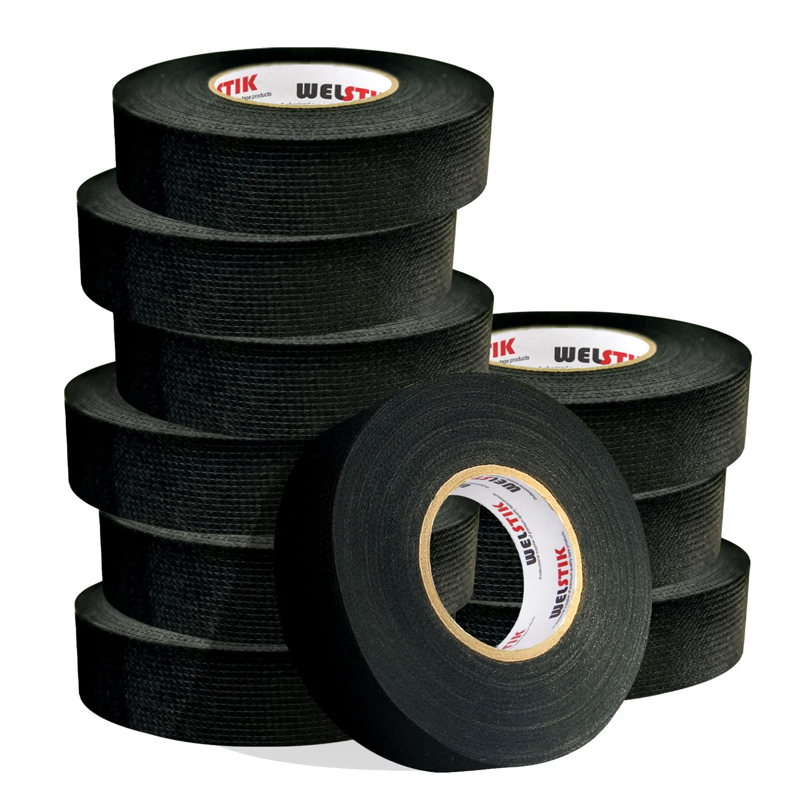 WELSTIK Wiring Harness Tape 19mm x 15m 10 Pack- Premium Wiring Loom Cloth Tape Fabric Tape for Electrical Automotive, Excellent Noise Suppression and Cable