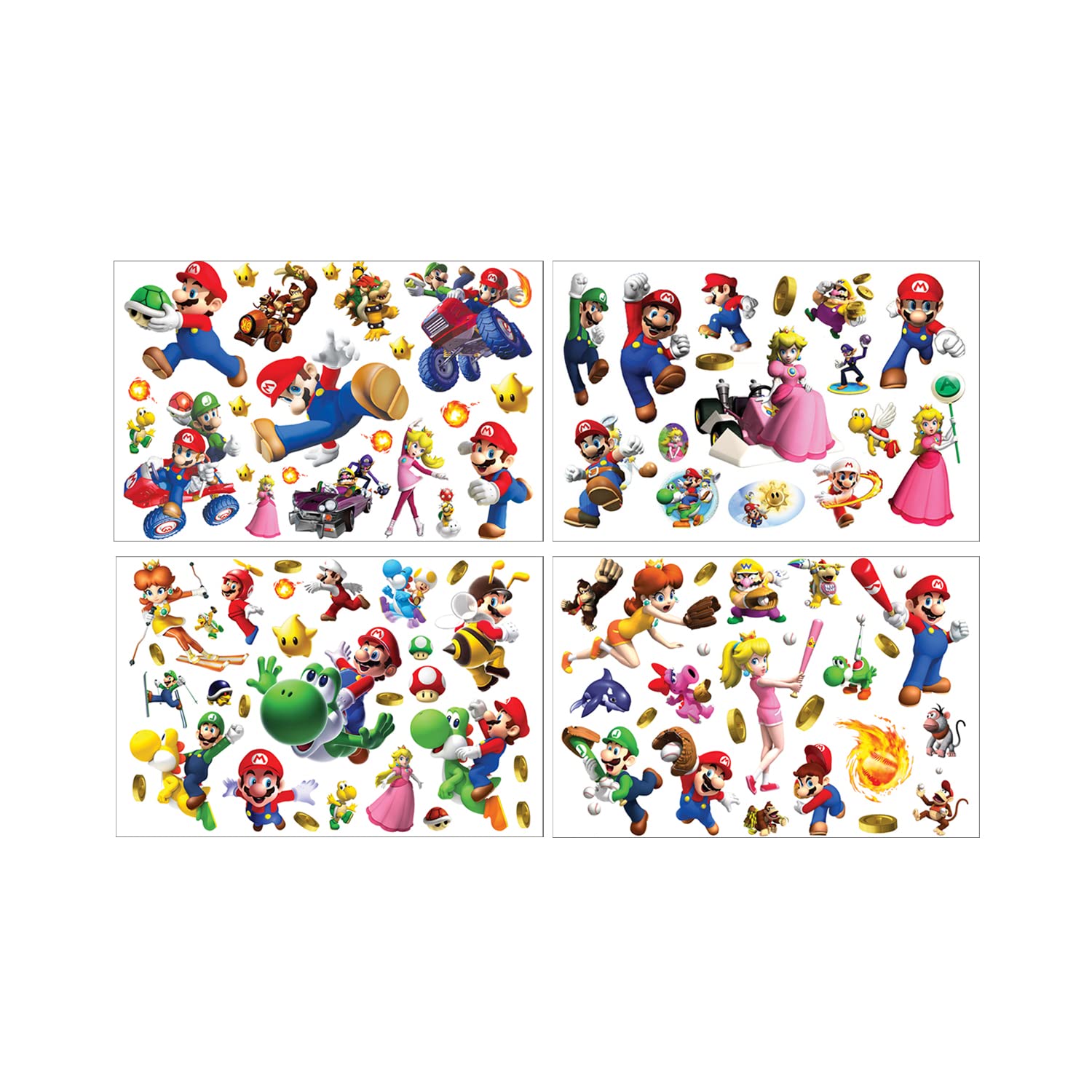 Huayao 4 Sheets Super Mario Temporary Tattoo, 100+pcs Fake Waterproof Temporary Tattoo Super Marios Sticker for Boy Girl Teens Birthday Party Bags Fillers Favors Supplies Gifts Goodies Decoration